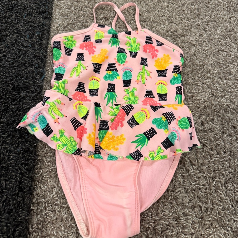 🍎Pink Cactus Print Kids Swimsuit